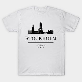 STOCKHOLM SWEDEN BLACK SILHOUETTE SKYLINE ART T-Shirt